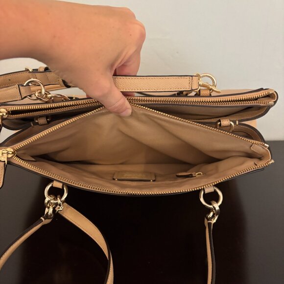 Coach Christie Carryall Tan Crossgrain Leather Satchel - Picture 11 of 13